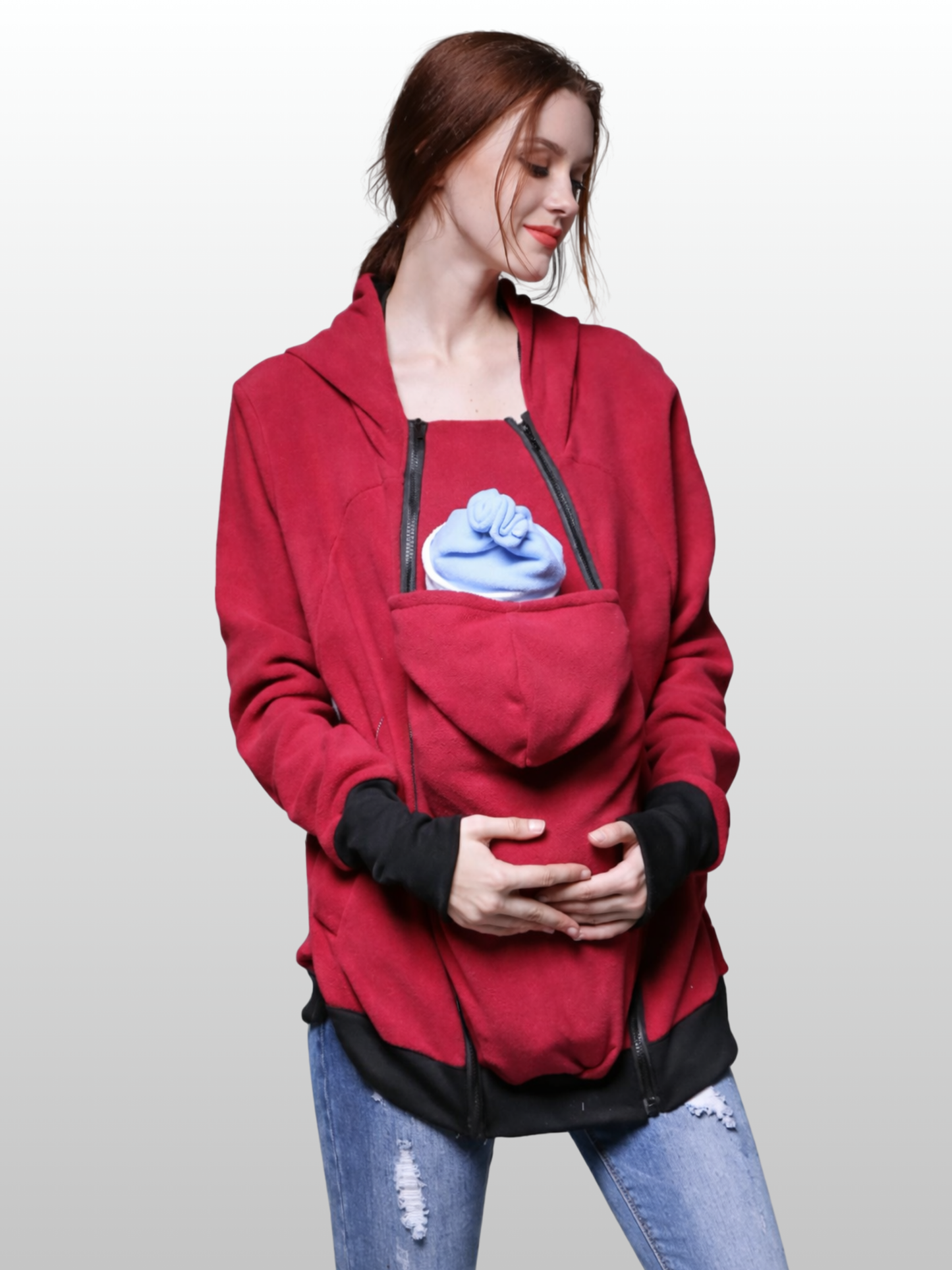 Tragejacke mit Babyeinsatz, 2-in-1 Fleece, auch Umstandsjacke