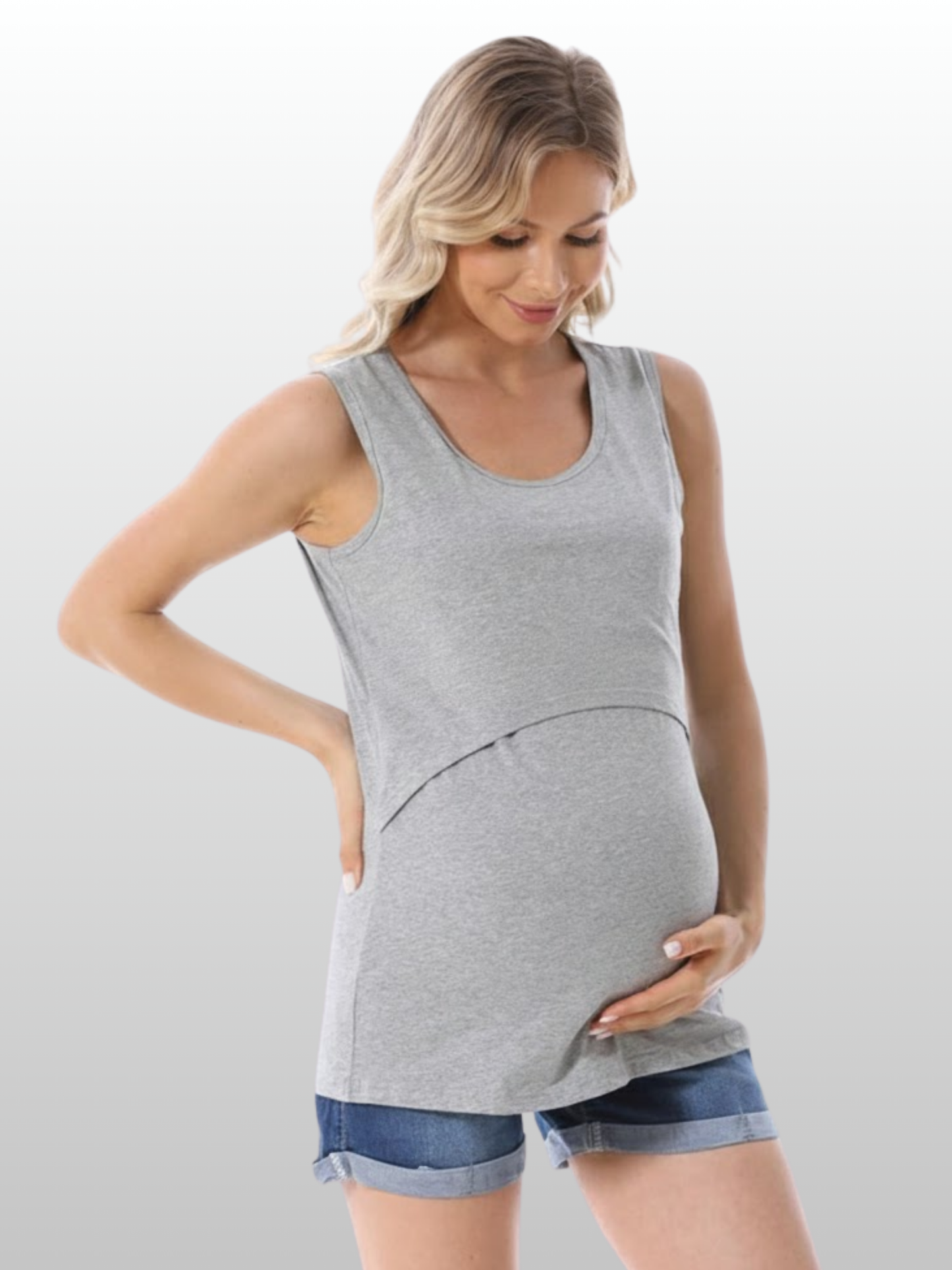 Umstands-Stilltanktop, Pull-Up-Zugang, Ärmellos, Baumwolle, Atmungsaktiv, Sommer, Schwangerschaft Stillzeit