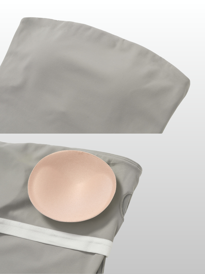 Bandeau-Top lang, trägerlos, nahtlos, herausnehmbare Pads