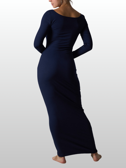 Ribbed Long Sleeve Maxikleid