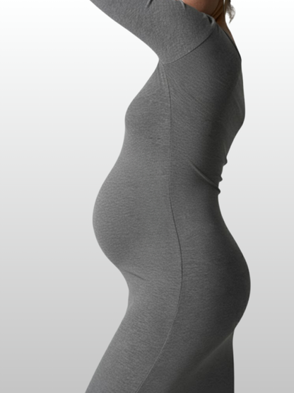 Ribbed Long Sleeve Maxikleid