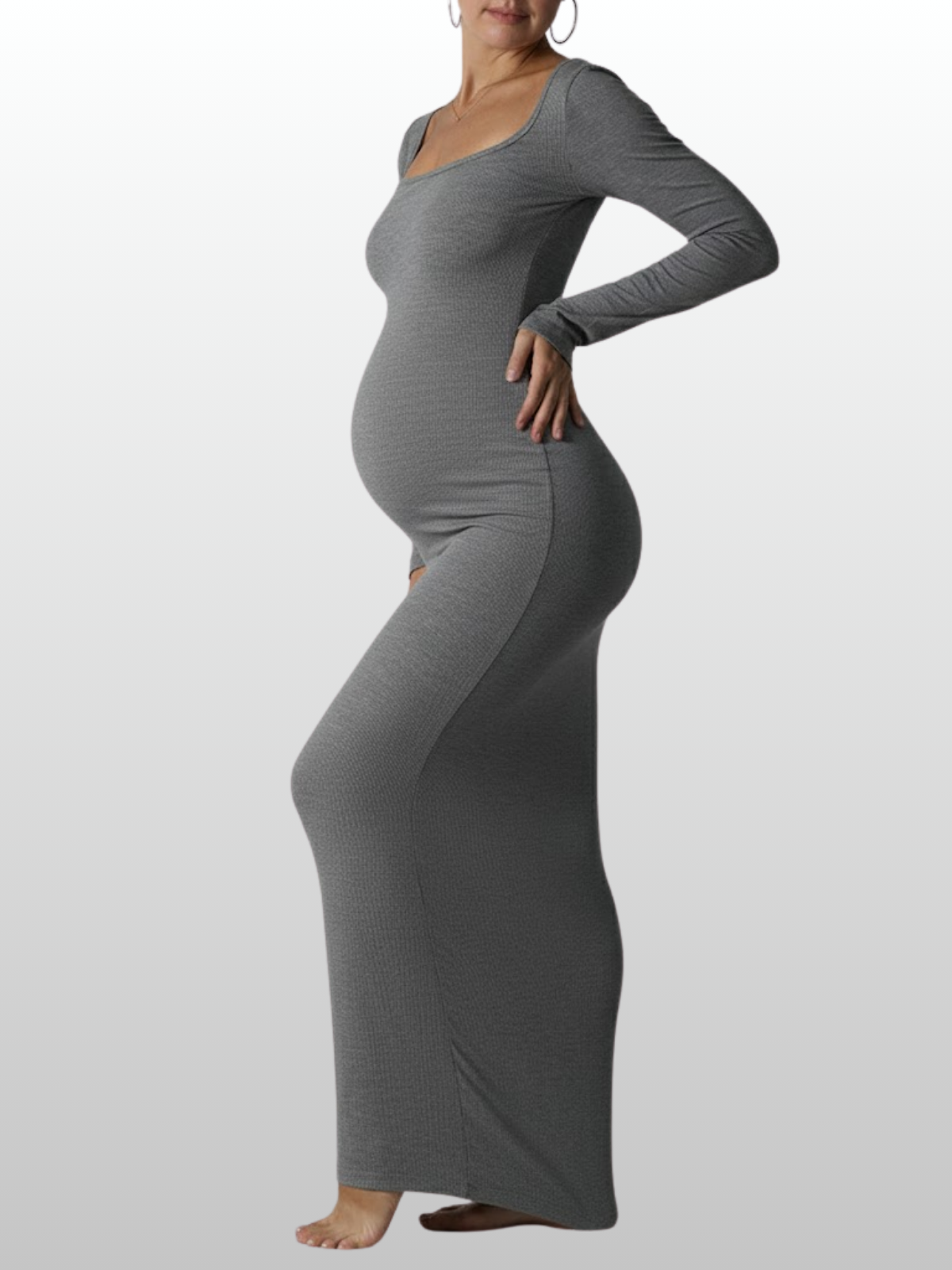 Ribbed Long Sleeve Maxikleid