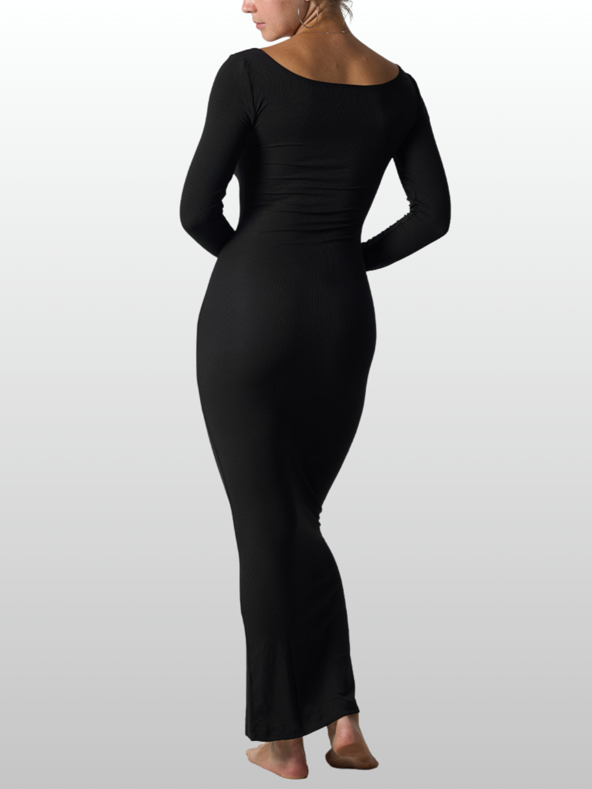 Ribbed Long Sleeve Maxikleid