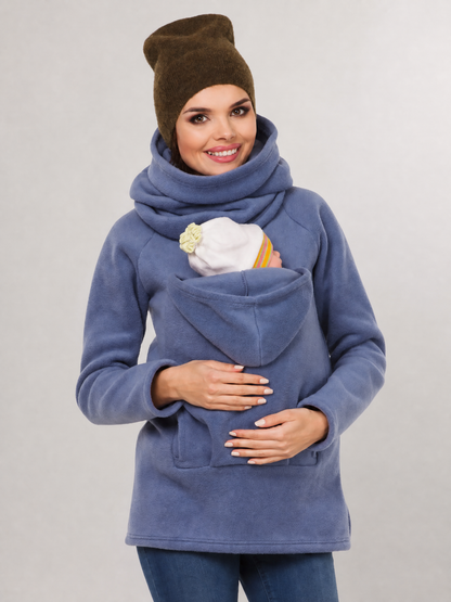Tragejacke Winter aus Fleece mit Babyöffnung zum Tragen vorn und hinten