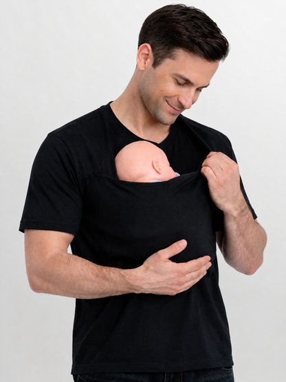 T-Shirt für Papa mit Känguru-Tasche für Neugeborene