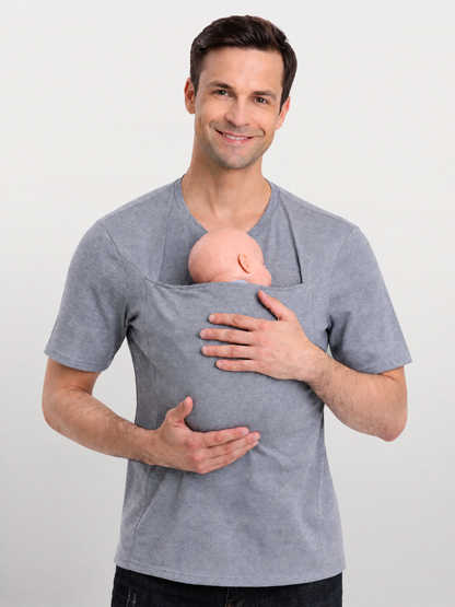T-Shirt für Papa mit Känguru-Tasche für Neugeborene