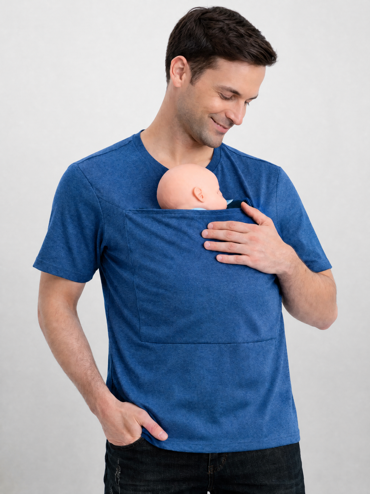 T-Shirt für Papa mit Känguru-Tasche für Neugeborene