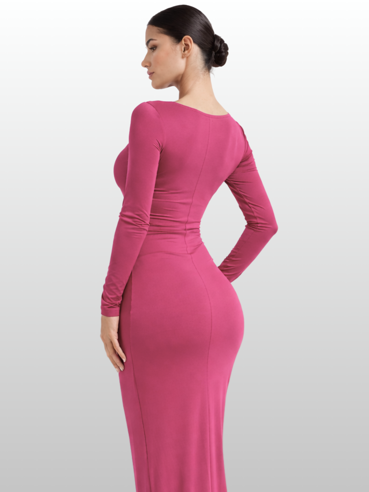 Umstandmode, Maxikleid Langarm, U-Boot-Ausschnitt,Bodycon-Schnitt, Festlich & Business, Frühe Schwangerschaft, Postpartum, Knitterfrei