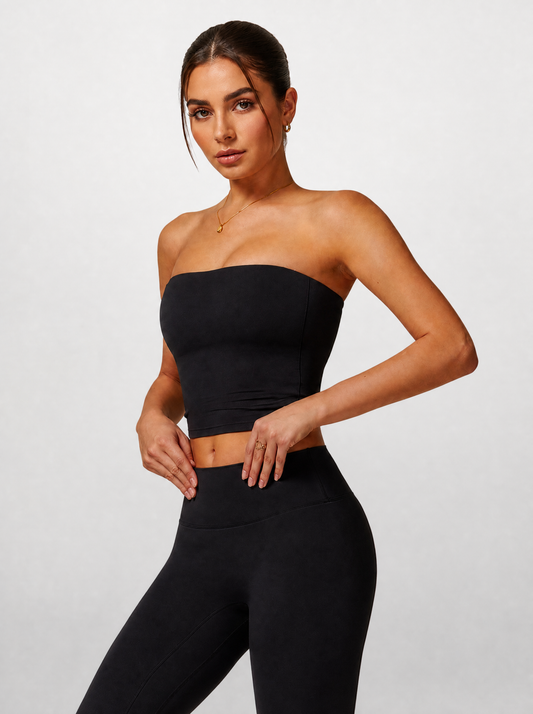Bandeau-Top lang trägerlos und nahtlos mit herausnehmbaren Pads