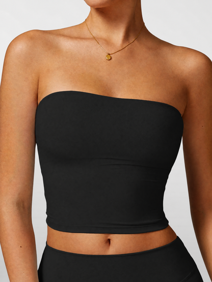 Bandeau-Top lang trägerlos und nahtlos mit herausnehmbaren Pads