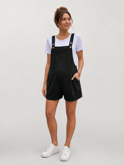 Latzhose Schwangerschaft kurz im Denim-Look, Sommer