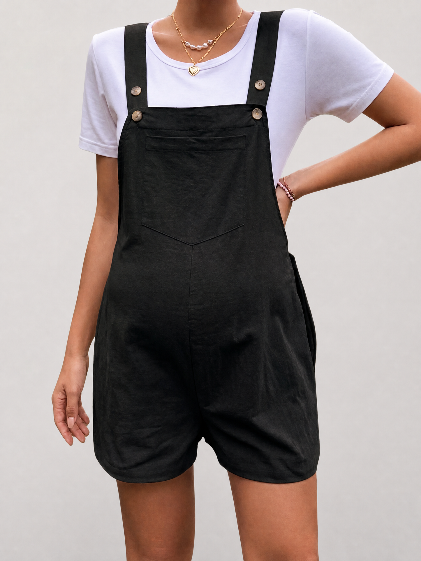 Latzhose Schwangerschaft kurz im Denim-Look, Sommer