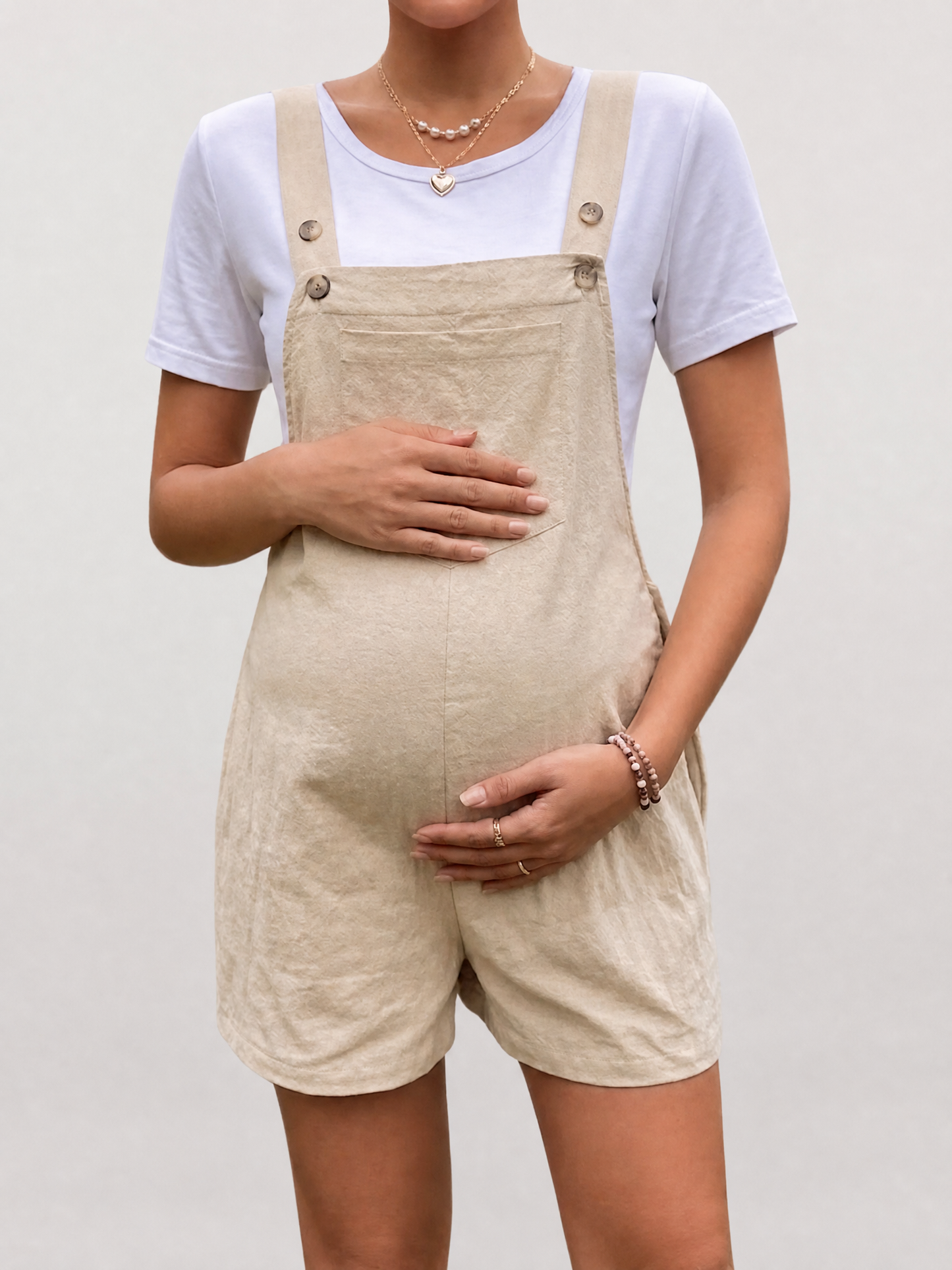 Latzhose Schwangerschaft kurz im Denim-Look, Sommer