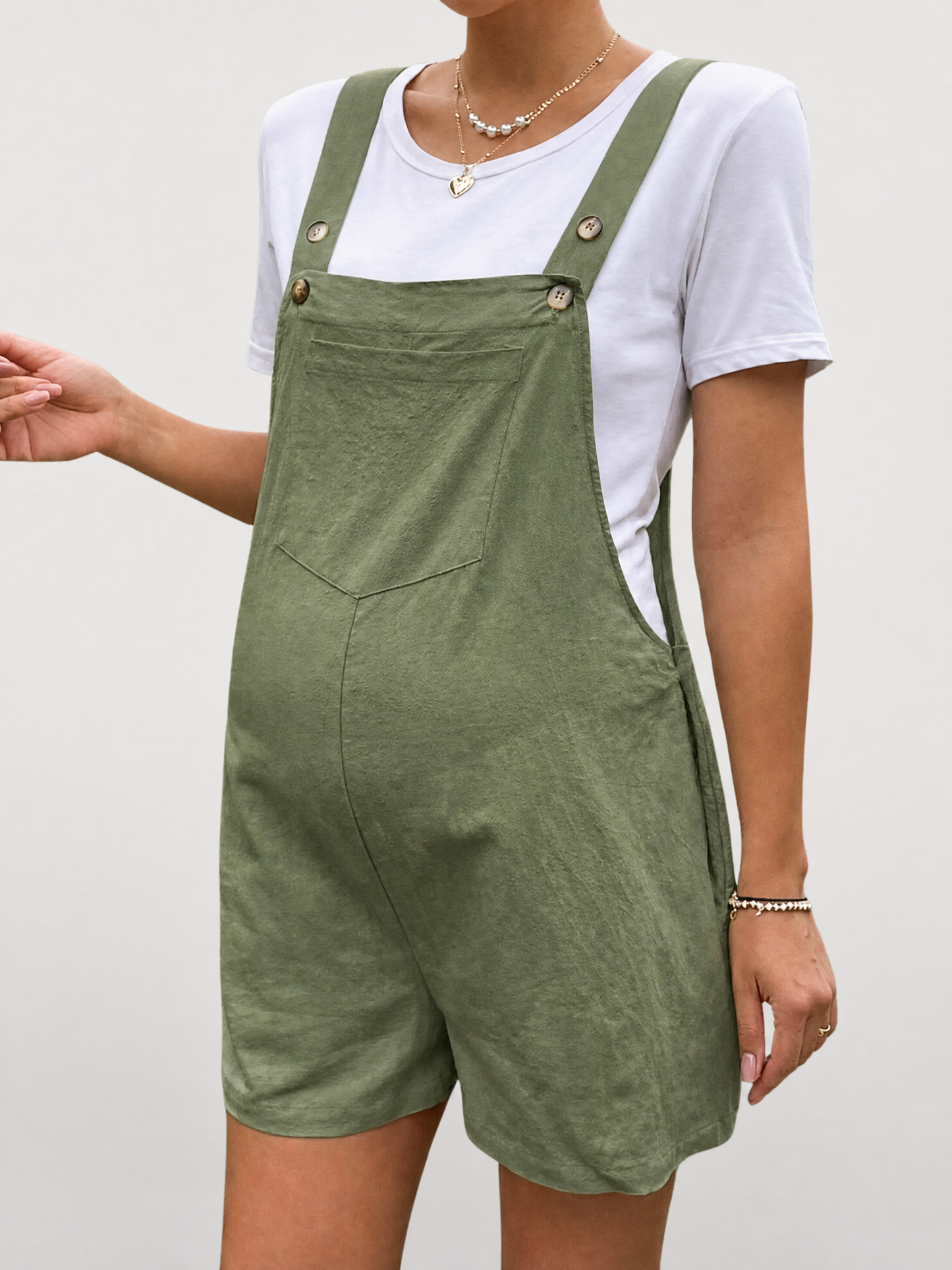 Latzhose Schwangerschaft kurz im Denim-Look, Sommer