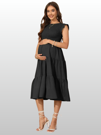 Umstandsmode, Umstandskleid, Rüschenkleid, Soft Strech, Ärmellos