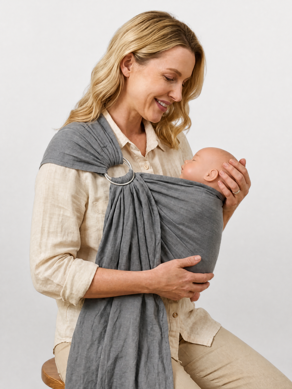 Ring Sling Babytrage für Neugeborene aus Leinen-Baumwolle