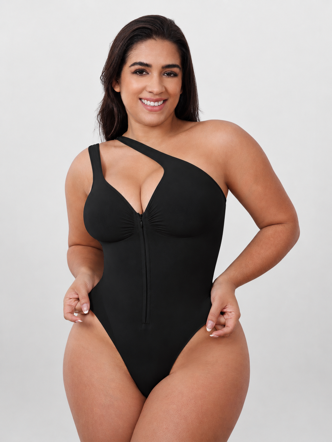 Shapewear-Body mit Reißverschluss vorn und Herzausschnitt
