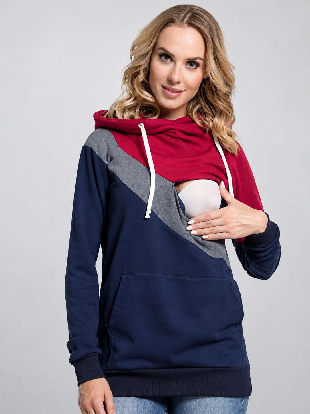 Umstands-Hoodie mit verstecktem Reißverschluss zum Stillen