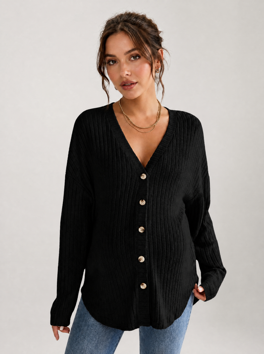 Umstands-Strickjacke, V-Ausschnitt, Oversized