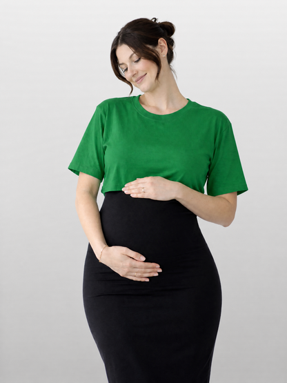 Crop Top Damen als Umstandstop mit kurzen Ärmeln und Rundhals