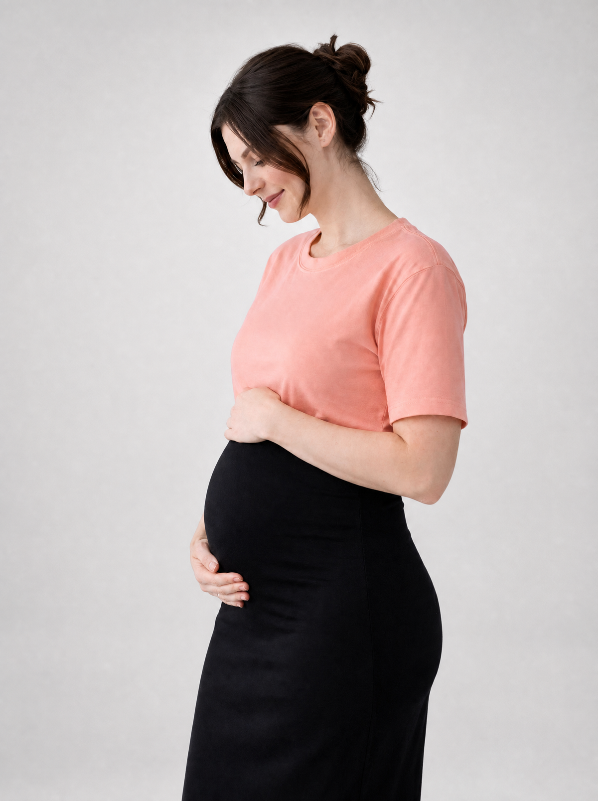 Crop Top Damen als Umstandstop mit kurzen Ärmeln und Rundhals