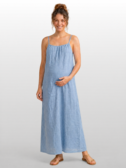 Maxikleid Sommer für die Schwangerschaft rückenfrei mit Schnürung
