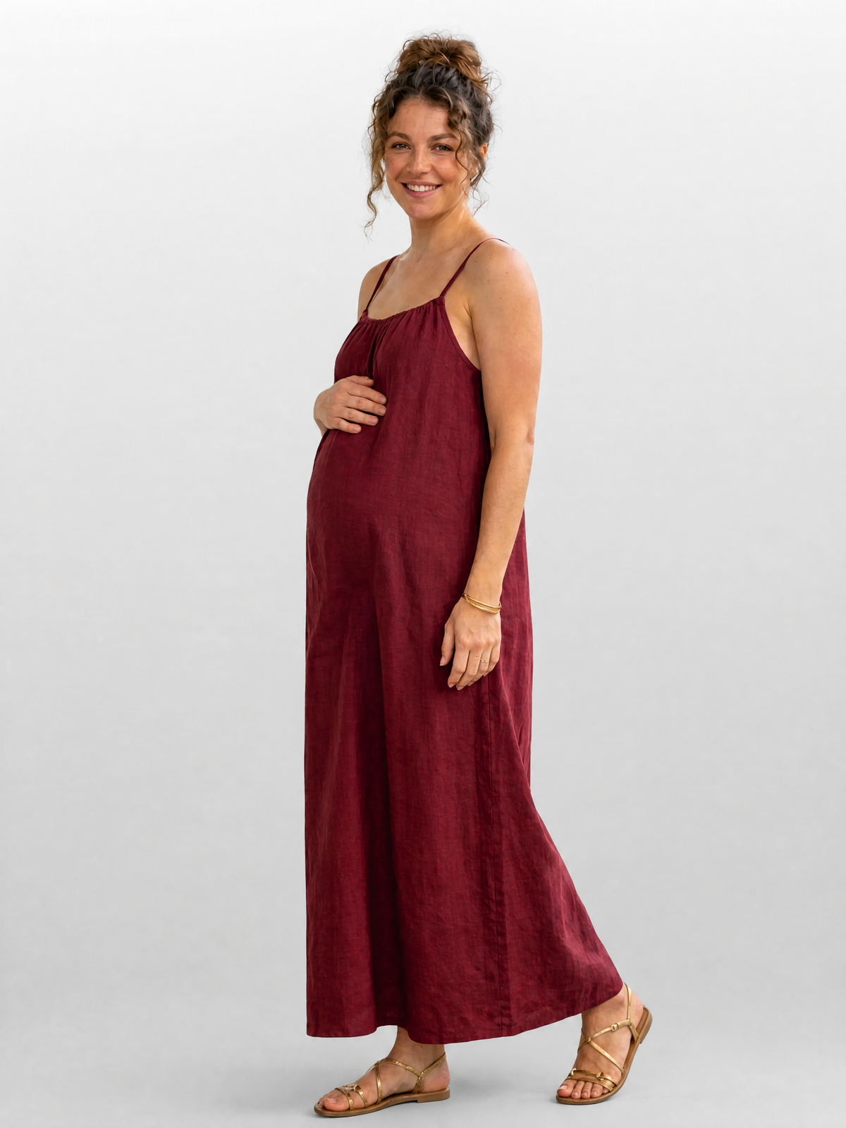 Maxikleid Sommer für die Schwangerschaft rückenfrei mit Schnürung
