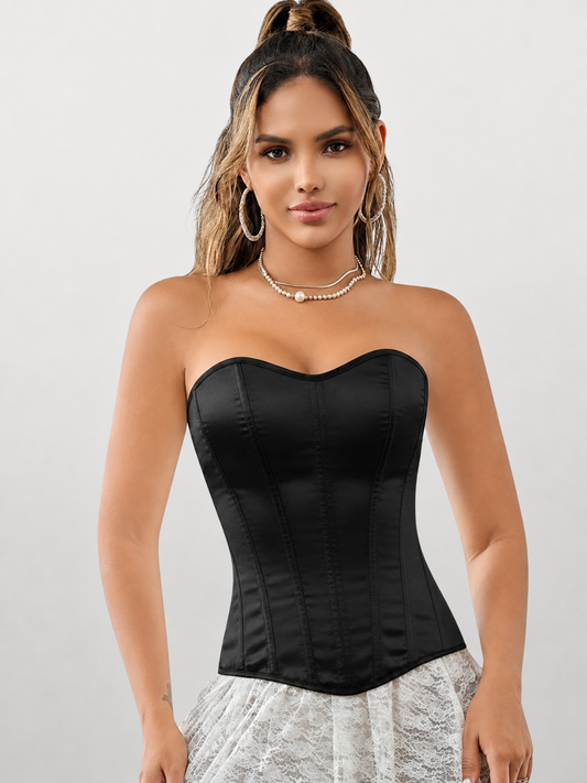 Korsett Top trägerlos in Satin-Optik, figurformend