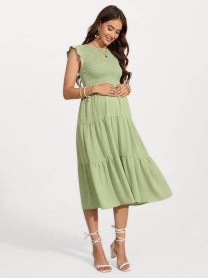 Midikleid für die Schwangerschaft mit Rüschenärmeln und Smok
