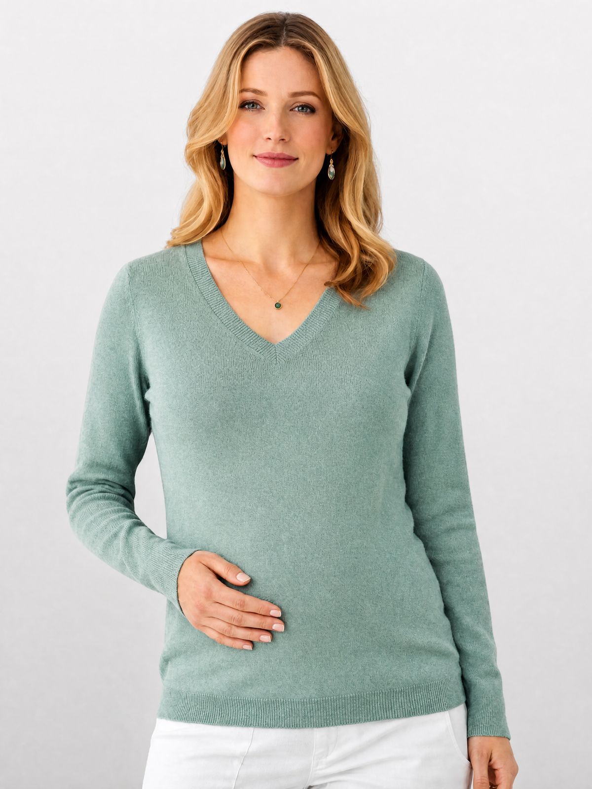 Pullover für die Schwangerschaft mit V-Ausschnitt aus Flauschstrick