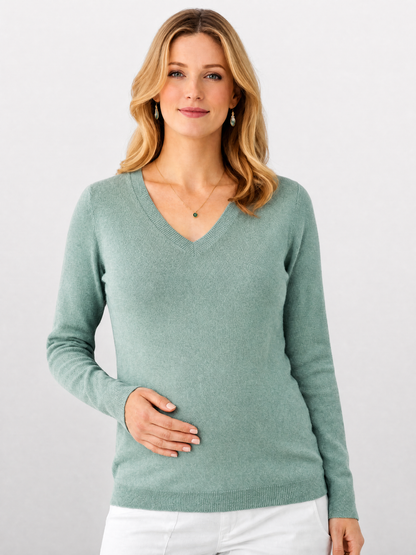 Pullover für die Schwangerschaft mit V-Ausschnitt aus Flauschstrick